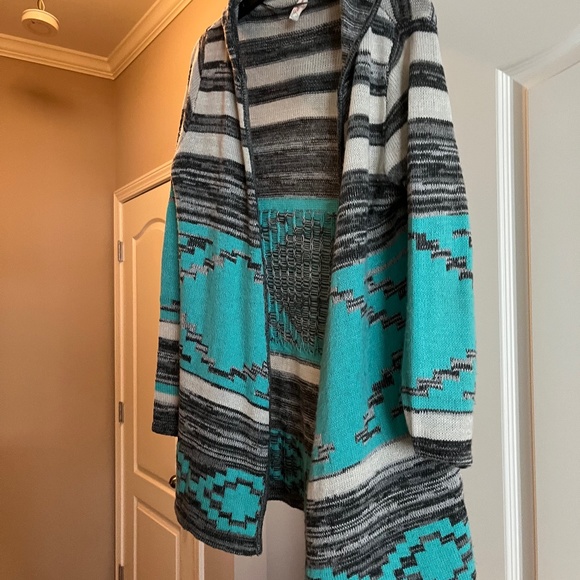 Torquise and grey hooded sweater - Picture 1 of 2